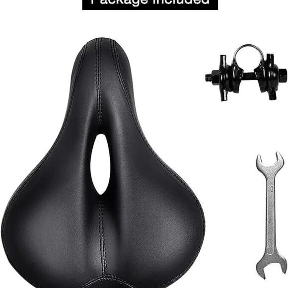 TONBUX Black Leather Comfort Dual Shock 10.6 x 8.2 in Bicycle Seats SU215 - Picture 4 of 7